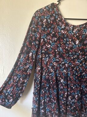 Black Floral M Peasant Top Cottagecore Dark Boho Fairy Whimsigoth Ren Faire